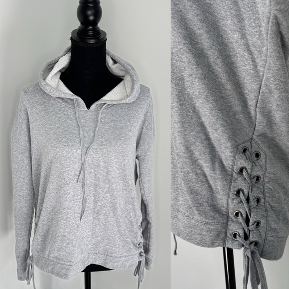 Free Press Sleepwear Gray Women’s Side Tie Hooded Sweater (S) - Picture 1 of 7